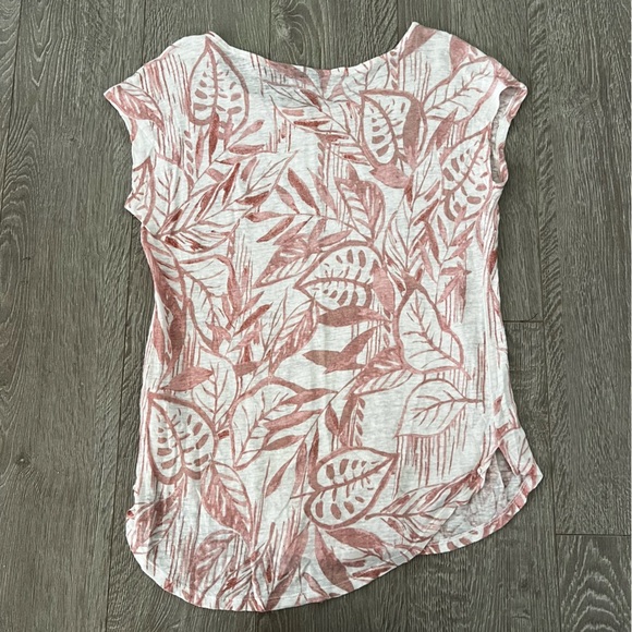 Tahari Cap Sleeve Floral Top - Tropical Print Linen - Womens Size S - Picture 6 of 6